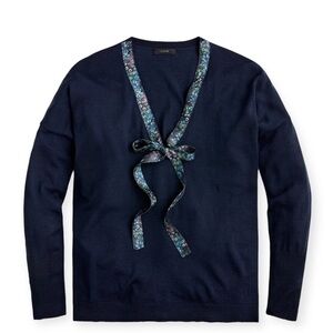 J.Crew x Abigail Borg Merino Wool Collection Tie Neck Sweater